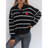 'Arcadia' Striped Heart Sweater - Celes Fashion